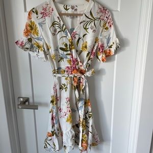 Petite Floral Flutter Wrap Dress